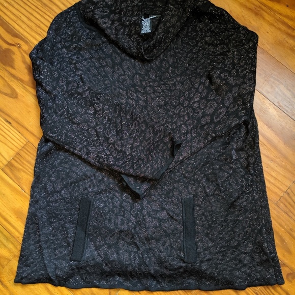 Ellen Tracy sparkle leopard print turtleneck - Picture 5 of 6